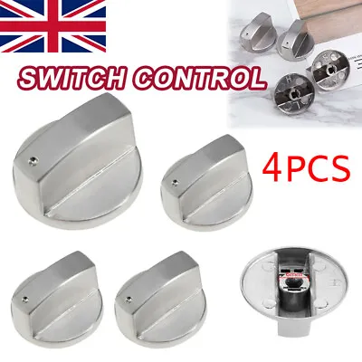 4 Pcs Universal Gas Stove Knobs Cooker Oven Hob Control Knobs Switch 6mm Silver • £5.89