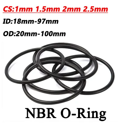 O-Rings Nitrile Rubber NBR Oil Sealing Gasket CS 1-2.5mm ID 18-97mm OD 20-100mm • £2.28