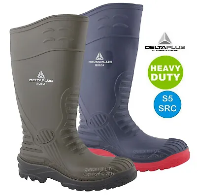Mens Delta Plus Safety Wellingtons Waterproof Boots Steel Toe Caps Boots Shoes • £17.95