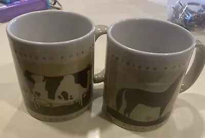 Vintage Otagiri Warren Kimble Coffee Tea Mugs Cow Horse American Folk Art Design • $39