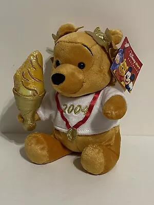 Disney Store 6” Olympic Torch Pooh - Winnie The Pooh Beanie Soft Toy With Tags • £7.99