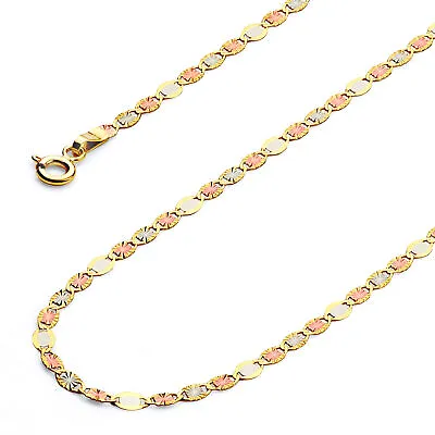 Wellingsale 14k Tri Color Gold Solid 2mm Valentino Star Chain Necklace • $149