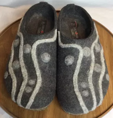 Haflinger Grizzly Felt Swirls Dots Clogs Helena Grey Grey Unisex Size 40 EU 9 US • $69.99