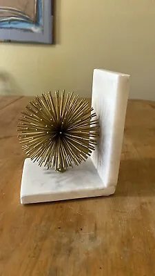 Tozai  Mid Century Modern Gold Metal Spiked White Marble Book End • $62