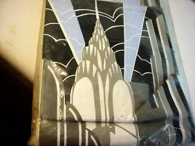 Vtg Broadway Sing Along Shower Curtain 20's Style Vinyl  New York Chrysler Bldg • $29.99