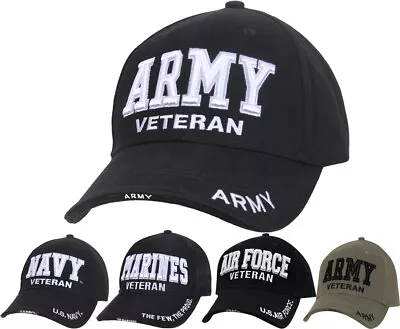 Deluxe US Military Veteran Cap Adjustable Ball Hat - Army Navy Marines Air Force • $18.99