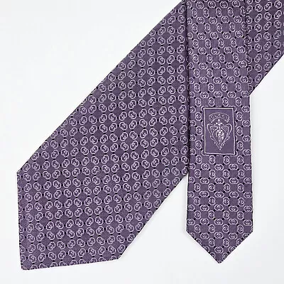 Gucci Tie Silk Necktie GG Interlocking On Purple Woven • $20