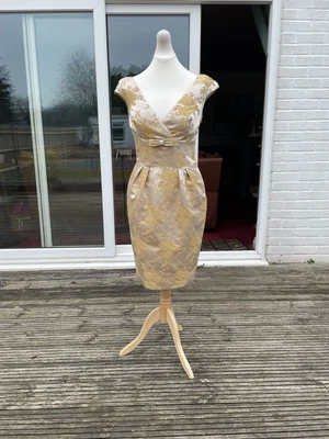£18.20 • Buy Italian Designer Luisa Spagnoli. Ivory And Gold Jacquard Party,occasion Dress 10