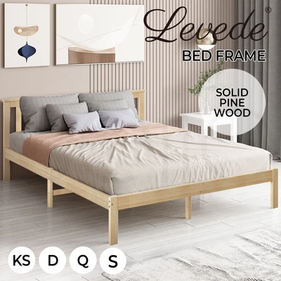 $159.99 • Buy Levede Wooden Bed Frame Queen Double King Single Rustic Mattress Base Timber