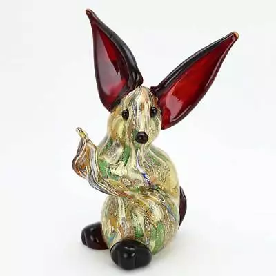 GlassOfVenice Murano Glass Gold Millefiori Rabbit Sculpture • $229.95