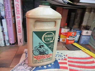 Vintage Quaker State Motorcycle Motor Oil 1 Quart Plastic Container 1970's EMPTY • $29.99