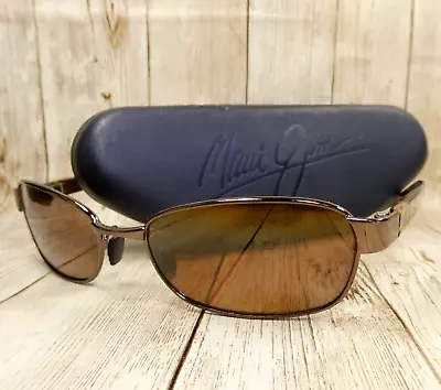 Maui Jim Brown Metal Polarized Sunglasses W/Case Kala MJ-101-25 57-17-135 Italy • $110.96