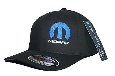 Mopar Hat Cap Fitted Flexfit Curved Bill Dodge Hemi S/M L/XL XL/XXL Black • $28.99