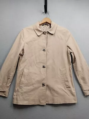 George Me Mark Eisen Coat Womens Size Large Tan Metal Chain Toggle Lined Jacket • $18.39