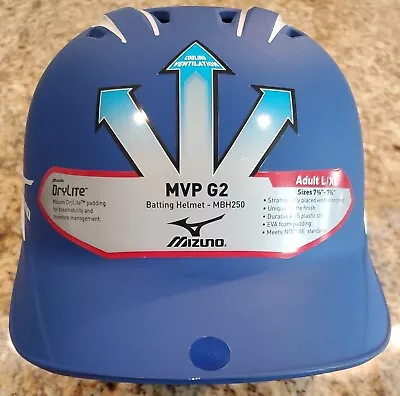 Mizuno MVP G2 Batting Helmet MBH250 Adult L/XL Sizes 7 3/8-7 3/4 Drylite Blue • $29.95