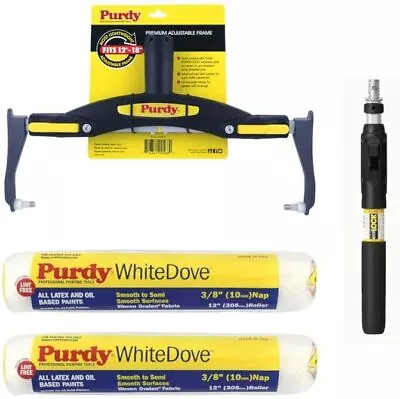 Purdy White Dove 4pce Complete Roller System 12  Rollers Adjustable Frame + Pole • £66.98