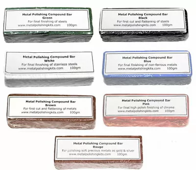 Metal Polishing Compound Bars Blue Brown Green White Black Rouge Pink +/- 100gms • £5.75