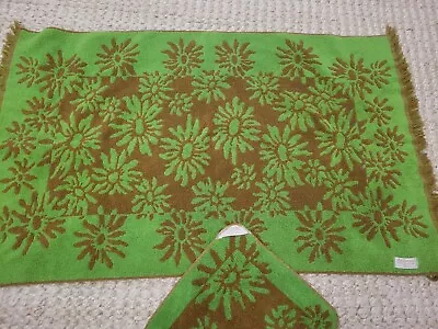 Vintage Dundee Bathroom Towels Green Brown Flowers • $12.50