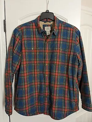 L.L. Bean Men's Sherpa-Lined Scotch Plaid Shirt Jac Large L $100 Supersoft • $79.95