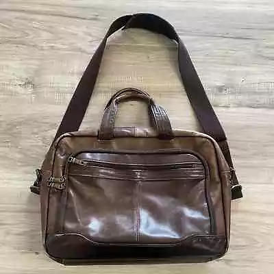 Vintage Samsonite Genuine Leather Laptop Shoulder Strap Messenger Bag • $35