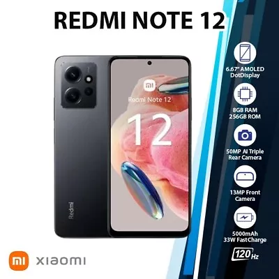 (Unlocked) Xiaomi Redmi Note 12 8GB+256GB Dual SIM Android Mobile Phone - GREY • $380.99