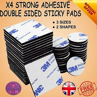 £2.99 • Buy 3M DOUBLE SIDED STICKY PADS 1.5mm  Black Adhesive Mounting Tape Square Round