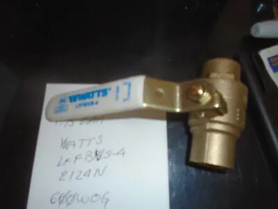 Watts Brass Alloy Ball Valve LFFBVS-4 = 1/2  X 1/2  Sweat Solder-New Open Box • $12.50