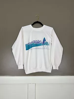 Kids Vintage Sweatshirt 1980s/90s Hanes Raglan Maui Hawaii Crewneck Medium • $24
