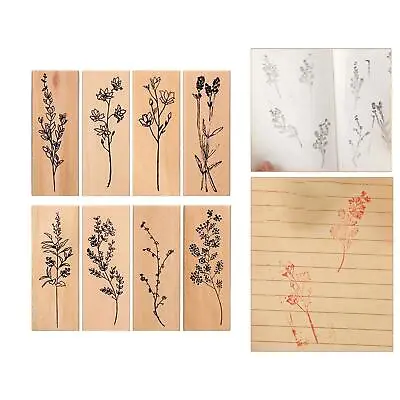 8x Wood Rubber Stamp Set DIY Crafts Scrapbook Stationery Seal Wooden Mounted • £11.26