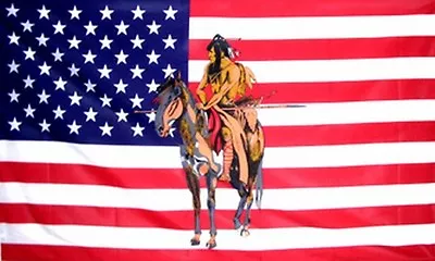 $6.95 • Buy Indian On Horse US Flag 3x5 Ft USA America Native American Horseback Riding 