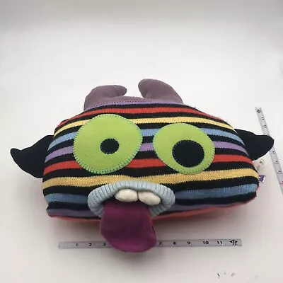 Manhattan Toy Co Plush Pillow Stripe Funny Face Monster Tongue Out 21” • $9.85