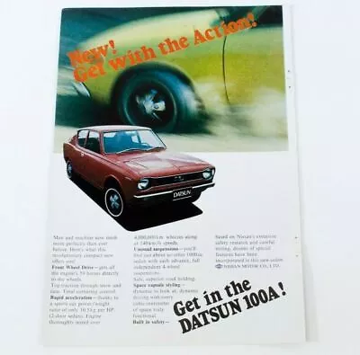 Datsun 100A Car Nissan Motor Print Ad Advert Original Vintage 1971 G351 • $9.20