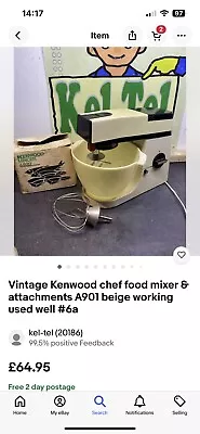 Kenwood Chef Vintage A901 Mixer Retro 1970s Kitchen • £50