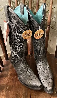 Corral Western Boot Women's Overlay Studded Snip Toe C3446 Cowgirl Boots NEW • $149.98