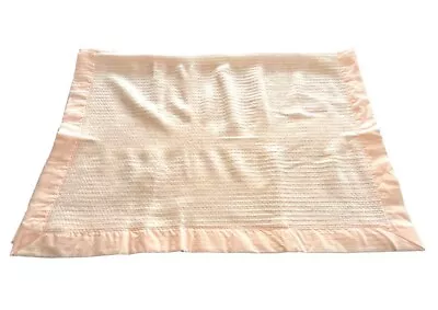 Vintage Carters Pink Thermal Waffle Weave Blanket Acrylic Nylon Trim 50” • $49.99