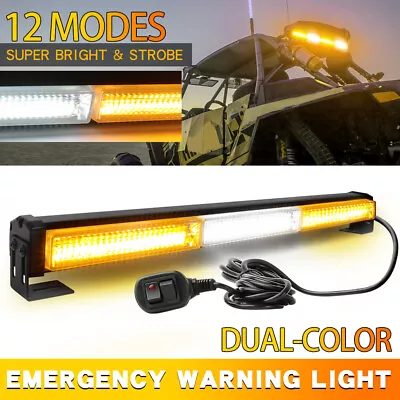 Rooftop Flash LED Emergency Strobe Light Bar Warning Traffic Advisor-Amber/White • $36.54