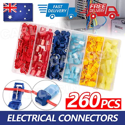 260PCS  Electrical Wire Crimp Terminals T-Tap Quick Splice Cable Connectors Kit • $16.95