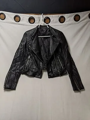 $24.48 • Buy Zara Trafaluc Outerwear Cropped Leather Jacket Women's Size XS Black Long Sleeve
