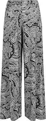 Women's Paisley Print Long Wide Leg Flared Palazzo Pants Trousers • £11.99