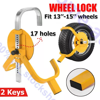Wheel Defender Lock Clamp Car Caravan Trailer Security Keys Heavy Duty 13''-15'' • $43.75