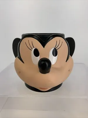 Vintage Applause Inc 3D Disney Minnie Mouse Head Child's Plastic Cup Mug • $12.95