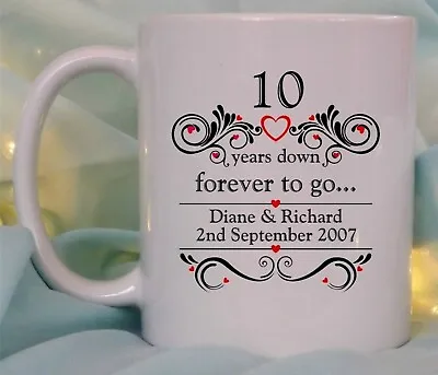 £10.95 • Buy Personalised Wedding Anniversary Gift Mug Mum Dad Couples Present Any Year/names