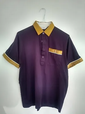 Vintage Gabicci Purple And Gold Polo Shirt Size Small 1960-1970 60s 70s 80s Mods • £7