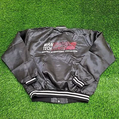 Vintage MFEC Engineer Bomber Man-Tech Jacket XL-Short 27x26 Black White Trim USA • $128.77