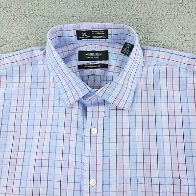 Nordstrom Dress Shirt Mens 16 1/2 Blue Wrinkle Free Business Office Casual • $22.99