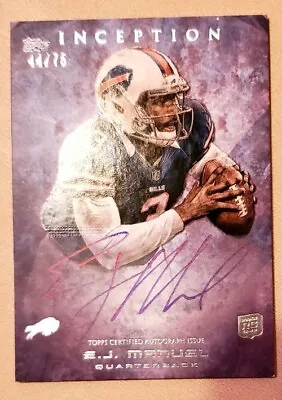 Ej Manuel 2013 Topps Inception Purple Auto Rookie Card Sp# 44/75-bills • $3.99