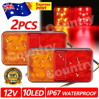 2X 10LED Tail Lights Trailer Ute Caravan Truck Stop Indicator Rear LAMP 12V IP67 • $10.85