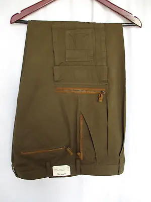 Orvis Mens Foothills Cargo Pants 36x33 Dark Brown Suede Leather Trim 100% Cotton • $75