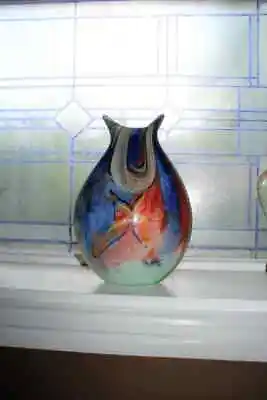 Large Viz Art Glass Vase Hand Blown 11.5   • $117.45