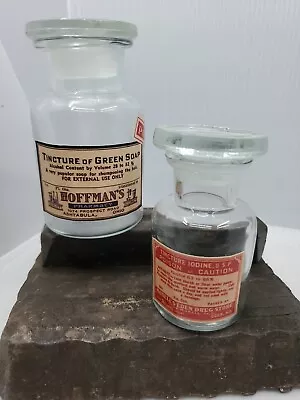 Apothecary Bottles By Two's Company. Tincture Of Green Soap & Iodine Set Of 2 • £24.13